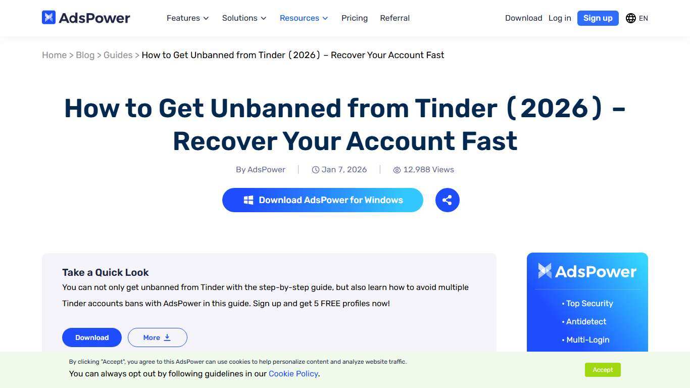 How to Get Unbanned from Tinder (2026) – Recover Your Account Fast | AdsPower