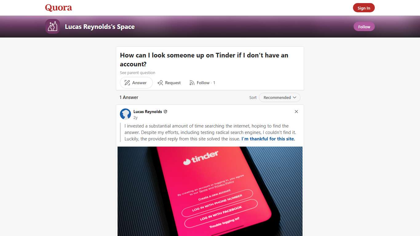 How to look someone up on Tinder if I don’t have an account - Lucas Reynolds's Space - Quora